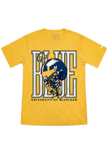 Homefield Michigan Wolverines Yellow Football Go Blue Helmet Raise Short Sleeve Fashion T Shirt
