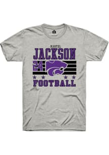 Martel Jackson K-State Wildcats Ash Football NIL Striped Short Sleeve Player T Shirt