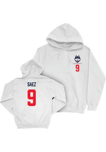 Zakaih Saez Campus Ink UConn Huskies Youth NIL Logo Long Sleeve Player Hoodie White