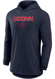 Nike UConn Huskies Mens Navy Blue Team Name Long Sleeve Lightweight Hoodie