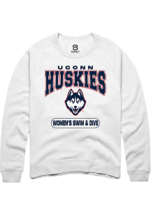 Summit Sportswear UConn Huskies Mens White Women's Swim & Dive Long Sleeve Crew Sweatshirt