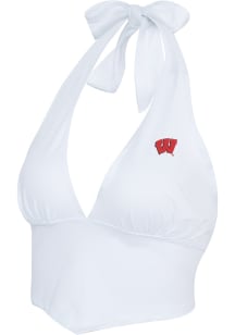 Wisconsin Badgers Womens White Double Hitter Halter Tank Top