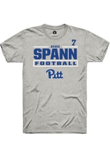 Deuce Spann Pitt Panthers Ash Football NIL Stacked Box Short Sleeve Player T Shirt