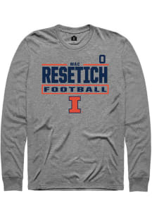 Mac Resetich Illinois Fighting Illini Graphite Football NIL Stacked Box Long Sleeve Player T Shirt
