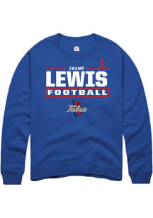 Champ Lewis Tulsa Golden Hurricane Mens Blue Football NIL Stacked Box Player Crew