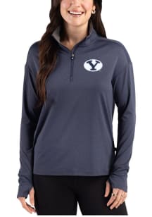 Cutter and Buck BYU Cougars Womens Navy Blue Forge Eco Qtr Zip