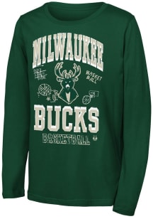 Milwaukee Bucks Youth Green Grit and Glory Long Sleeve T-Shirt