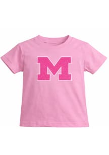 Little King Michigan Wolverines Toddler Pink Sparkle Short Sleeve T-Shirt