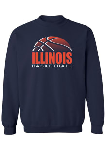 Illinois Fighting Illini Mens Navy Blue Mens Basketball Shadow Long Sleeve Crew Sweatshirt