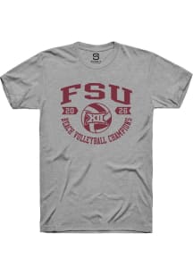 Summit Sportswear Florida State Seminoles Grey Big 12 2026 Beach Volleyball Champions Short Sleeve..