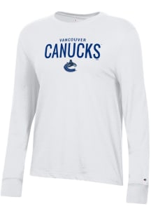 Champion Vancouver Canucks Womens White Mascot Logo Core LS Tee