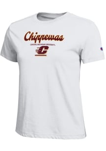 Champion Central Michigan Chippewas Womens White Script Core Short Sleeve T-Shirt