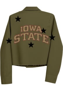 Iowa State Cyclones Womens Olive Curved Shacket Light Weight Jacket