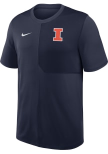 Nike Illinois Fighting Illini Navy Blue Dri-Fit Coach Short Sleeve T Shirt