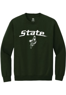 Summit Sportswear Michigan State Spartans Mens Green State Logo Sparty Playing Basketball Long Sle..