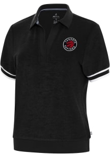 Antigua Toronto Raptors Womens Navy Blue Favorite Short Sleeve Polo Shirt