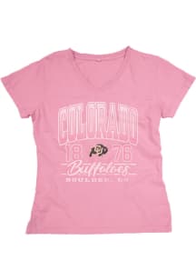Blue 84 Colorado Buffaloes Womens Pink Dyed Short Sleeve T-Shirt