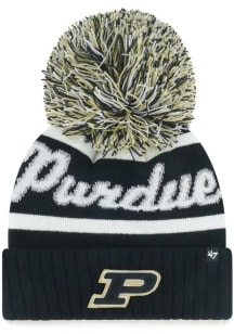 47 Purdue Boilermakers Black Spirited Cuff Pom Womens Knit Hat