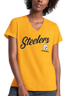 Pittsburgh Steelers Womens Yellow Field Two Short Sleeve T-Shirt