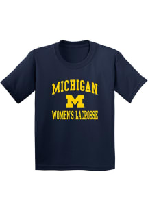 Michigan Wolverines Youth Navy Blue Arch Logo Women's Lacrosse Short Sleeve T-Shirt