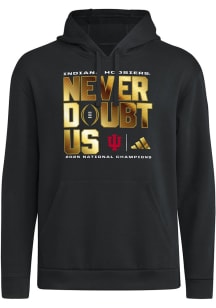 Adidas Indiana Hoosiers Mens Black 2025 CFP National Champions Locker Room Long Sleeve Hoodie