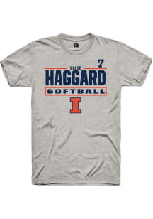 Ellie Haggard  Illinois Fighting Illini Ash Rally NIL Stacked Box Short Sleeve T Shirt