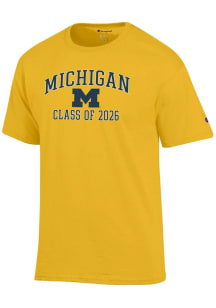 Champion Michigan Wolverines Yellow Font Class of 2026 Jersey Short Sleeve T Shirt