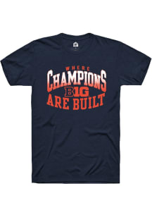 Rally Big Ten Navy Blue Champs Arch Short Sleeve T Shirt