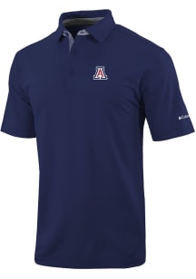 Columbia Arizona Wildcats Mens Navy Blue Heat Seal Even Lie Short Sleeve Fashion Polo