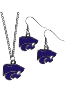K-State Wildcats Chrome Dangle W Necklace Womens Earrings