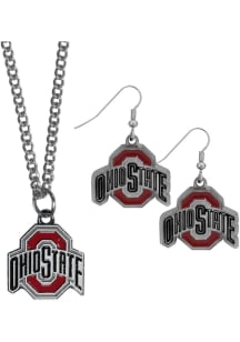 Ohio State Buckeyes Chrome Dangle W Necklace Womens Earrings