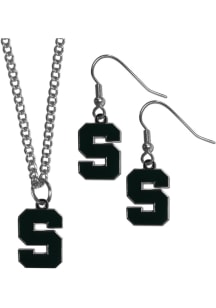 Michigan State Spartans Chrome Dangle W Necklace Womens Earrings