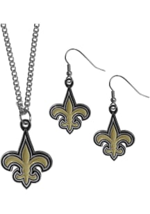 New Orleans Saints Chrome Dangle W Necklace Womens Earrings