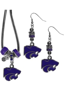 K-State Wildcats 2 Piece Euro Bead Womens Earrings