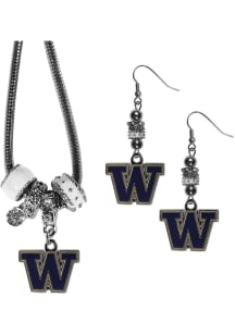 Washington Huskies 2 Piece Euro Bead Womens Earrings