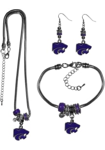K-State Wildcats 3 Piece Euro Bead Womens Earrings