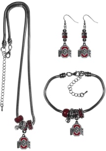 Ohio State Buckeyes 3 Piece Euro Bead Womens Earrings