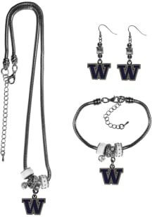 Washington Huskies 3 Piece Euro Bead Womens Earrings