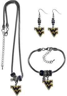 West Virginia Mountaineers 3 Piece Euro Bead Womens Earrings