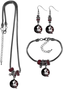Florida State Seminoles 3 Piece Euro Bead Womens Earrings