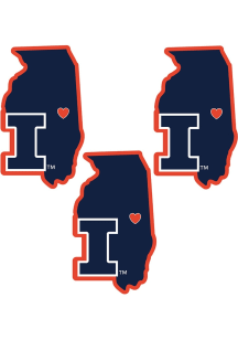 Illinois Fighting Illini Home State Design Auto Decal - White