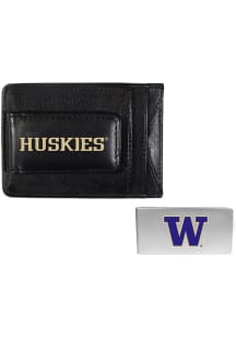 Washington Huskies Leather w Money Clip Mens Bifold Wallet