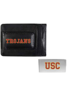 USC Trojans Leather w Money Clip Mens Bifold Wallet