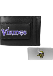 Minnesota Vikings Leather w Money Clip Mens Bifold Wallet