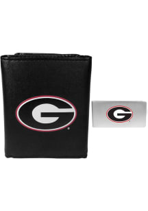 Georgia Bulldogs Leather w Money Clip Mens Trifold Wallet