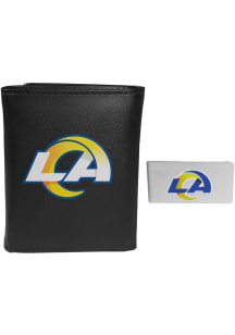 Los Angeles Rams Leather w Money Clip Mens Trifold Wallet