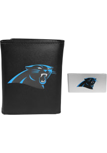 Carolina Panthers Leather w Money Clip Mens Trifold Wallet