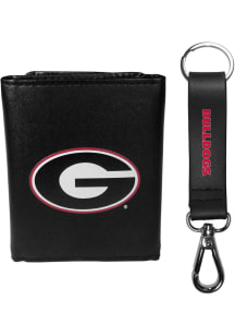 Georgia Bulldogs Leather w Leather Key Chain Mens Trifold Wallet