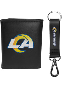 Los Angeles Rams Leather w Leather Key Chain Mens Trifold Wallet