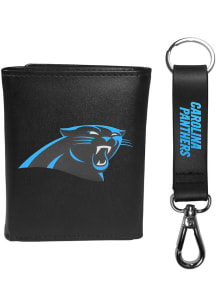 Carolina Panthers Leather w Leather Key Chain Mens Trifold Wallet